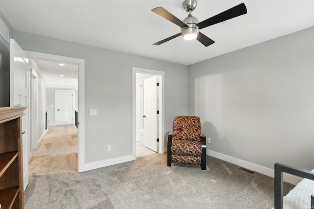13176 Malfini Trl, Fort Wayne, IN 46845 - sitting room featuring ceiling fan, carpet floors, and recessed lighting