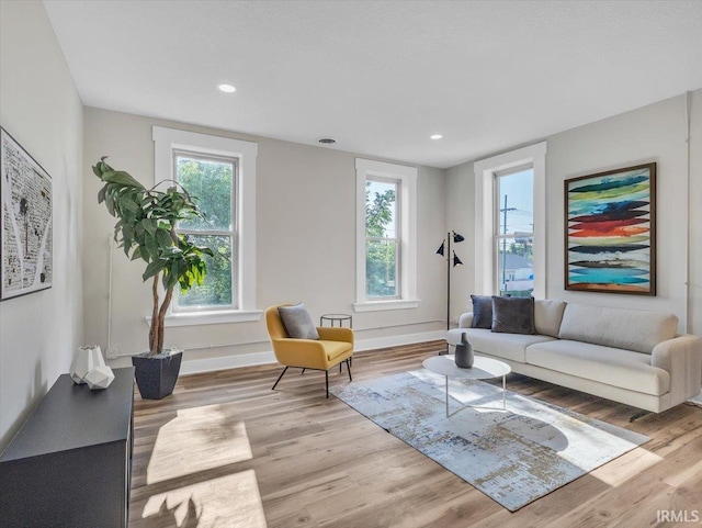 439 E Wayne St, Fort Wayne, IN 46802 - living room featuring wood finished floors and recessed lighting