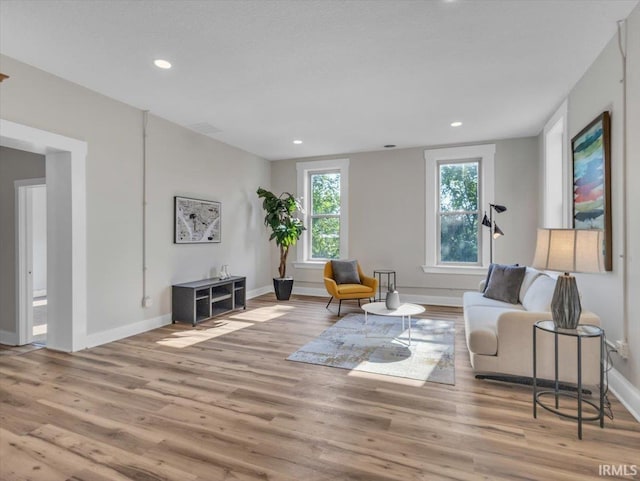 439 E Wayne St, Fort Wayne, IN 46802 - living area featuring wood finished floors and recessed lighting