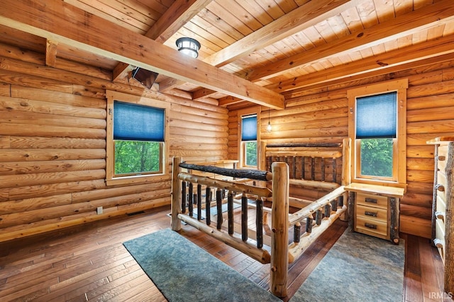 5818 Prophets Rock Rd, West Lafayette, IN 47906 - bedroom with a wood ceiling with exposed beams and hardwood / wood-style floors