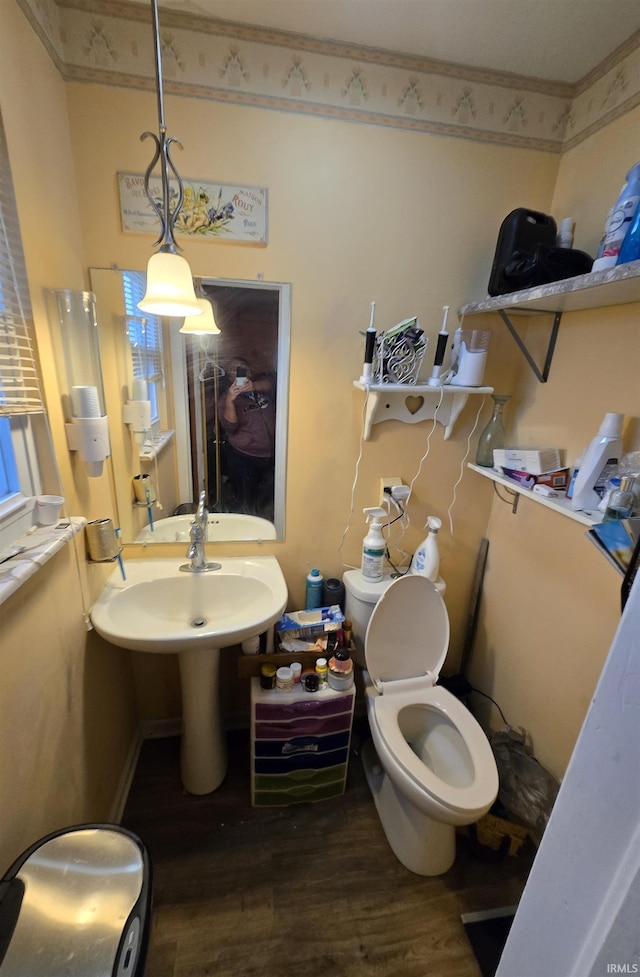 1403 Wilson St, Boonville, IN 47601 - bathroom with wood finished floors and ornamental molding