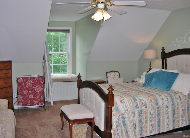 2622 Oak Trail Dr, Newburgh, IN 47630 - bedroom featuring carpet floors, lofted ceiling, and ceiling fan