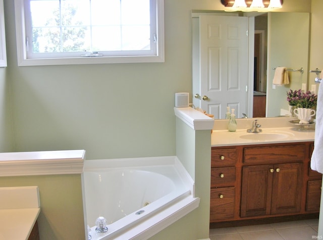 2622 Oak Trail Dr, Newburgh, IN 47630 - full bathroom with vanity, a whirlpool tub, and tile patterned flooring