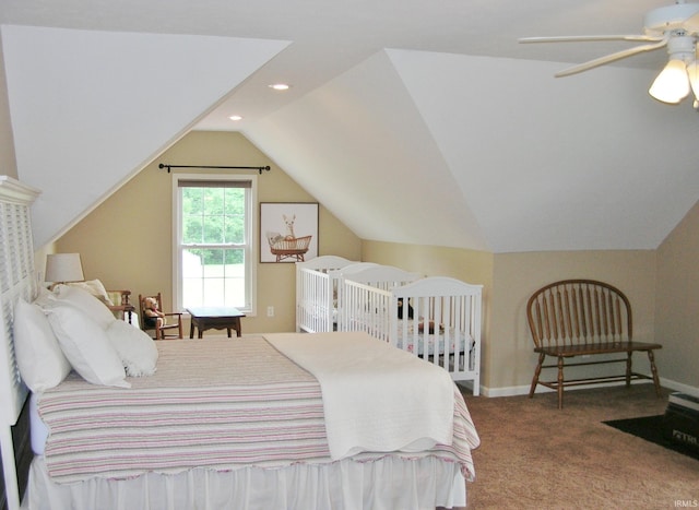 2622 Oak Trail Dr, Newburgh, IN 47630 - bedroom with vaulted ceiling, carpet flooring, and recessed lighting