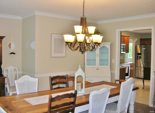 2622 Oak Trail Dr, Newburgh, IN 47630 - tiled dining space featuring a chandelier and crown molding
