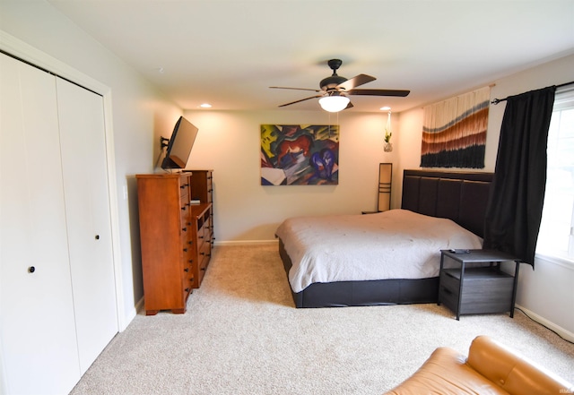7366 Capri Ct, Newburgh, IN 47630 - carpeted bedroom with a closet, ceiling fan, multiple windows, and recessed lighting