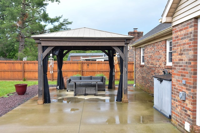 7366 Capri Ct, Newburgh, IN 47630 - fenced backyard with a gazebo, an outdoor hangout area, and a patio area