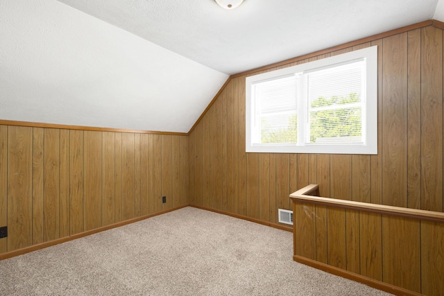 605 N 7th St, Goshen, IN 46528 - additional living space with vaulted ceiling, carpet, and wooden walls