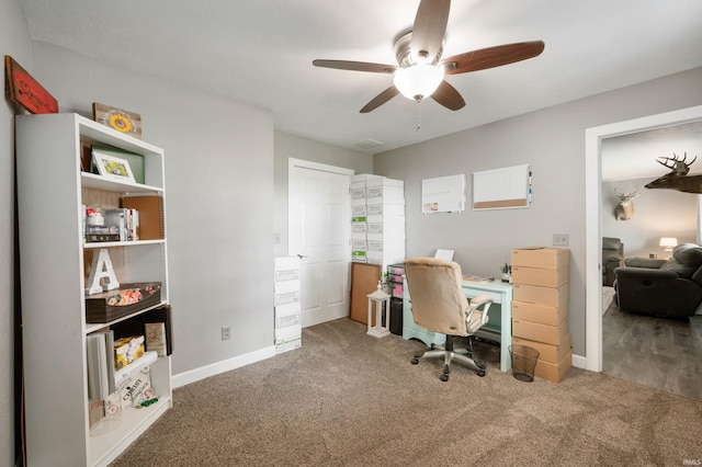 15880 N County Road 300 W, Gaston, IN 47342 - carpeted office with a ceiling fan and baseboards