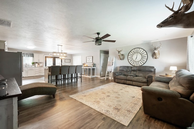 15880 N County Road 300 W, Gaston, IN 47342 - living room featuring a ceiling fan and wood finished floors