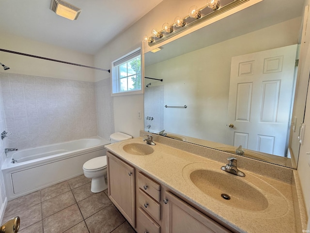 8433 Countrywood Ct, Newburgh, IN 47630 - bathroom featuring shower / tub combination, double vanity, and tile patterned floors