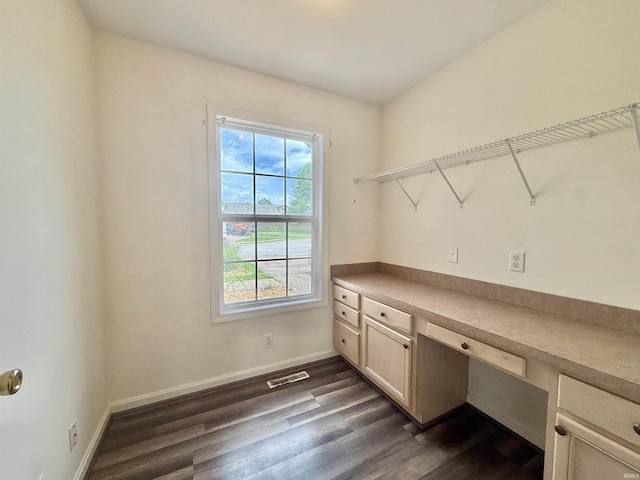 8433 Countrywood Ct, Newburgh, IN 47630 - unfurnished office with built in desk and dark wood finished floors