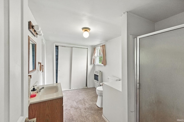 512 E Pike St, Kirklin, IN 46050 - bathroom with vanity, a shower stall, and heating unit