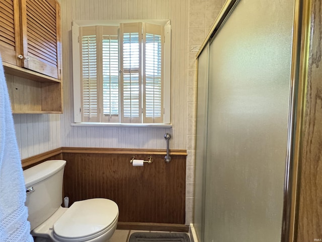 1635 Liberty St, Covington, IN 47932 - bathroom with a stall shower and wooden walls