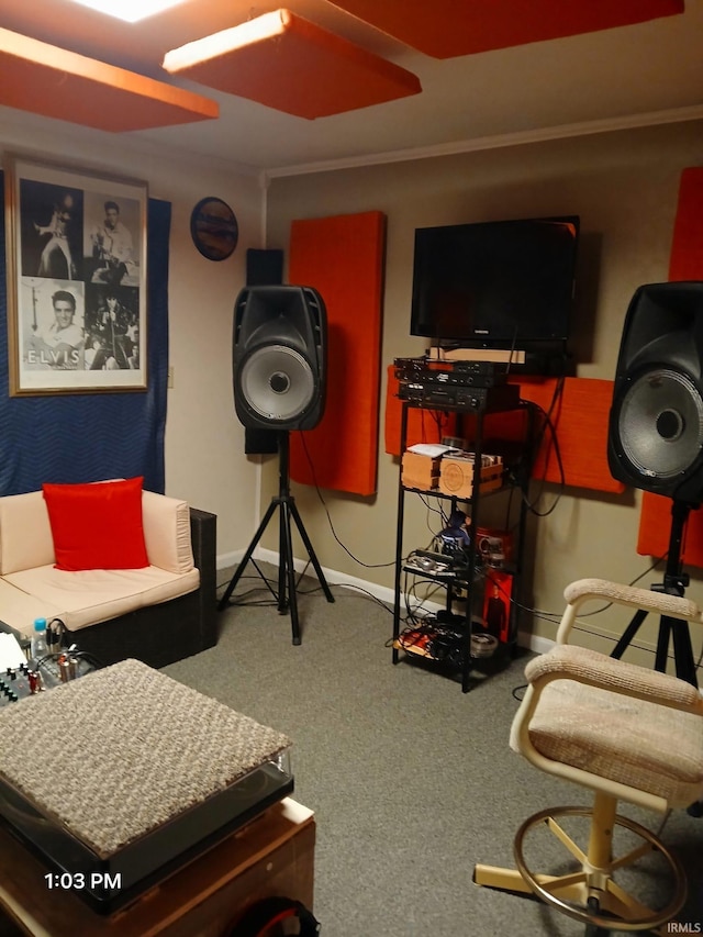 485 Boone St, New Haven, IL 62867 - recreation room featuring carpet and baseboards