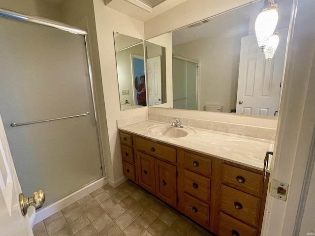 845 Crosspointe Ct, Wabash, IN 46992 - full bath featuring vanity, a shower stall, and tile patterned flooring