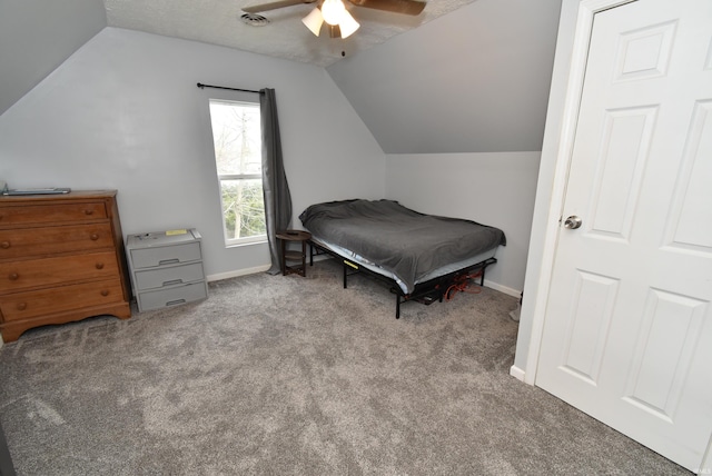 206 N Van Buren Ave, Fowler, IN 47944 - carpeted bedroom featuring vaulted ceiling and ceiling fan
