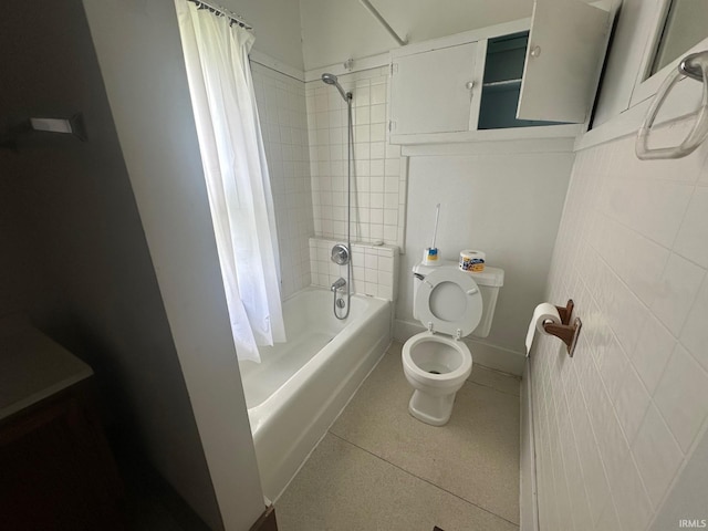 237 Stanley St, Mishawaka, IN 46545 - bathroom featuring shower / bathtub combination with curtain and tile patterned flooring