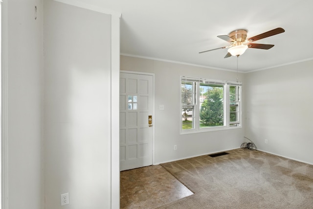 1610 Kentucky Ave, Fort Wayne, IN 46805 - unfurnished room featuring carpet, a ceiling fan, and crown molding