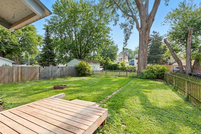 1610 Kentucky Ave, Fort Wayne, IN 46805 - fenced backyard featuring a fire pit and a wooden deck