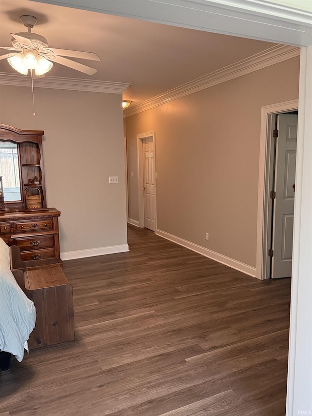 5844 Flagstone Dr, Evansville, IN 47711 - unfurnished room featuring a ceiling fan, ornamental molding, and dark wood finished floors