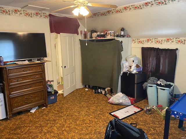 506 N Sprunger St, Berne, IN 46711 - carpeted bedroom featuring a ceiling fan