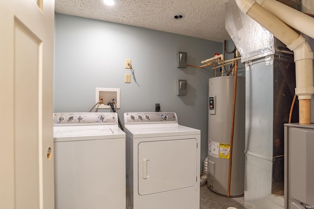 1275 N Sewell Rd, Bloomington, IN 47408 - washroom with water heater, separate washer and dryer, recessed lighting, and a textured ceiling