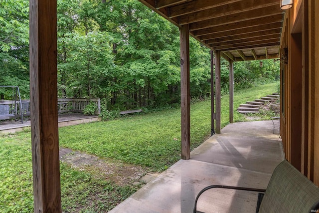 1275 N Sewell Rd, Bloomington, IN 47408 - view of grassy yard with a patio area