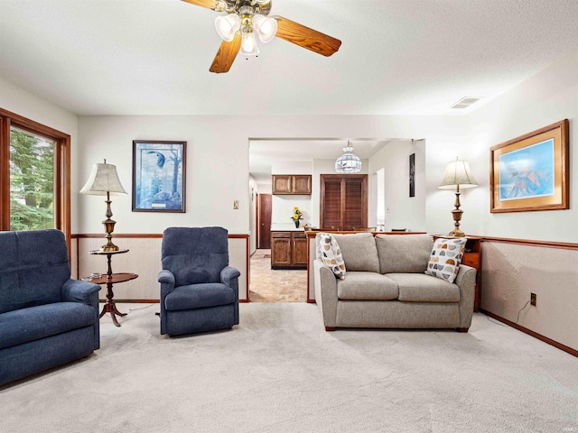3723 Pebblewood Pl, Fort Wayne, IN 46804 - living room with light carpet and ceiling fan