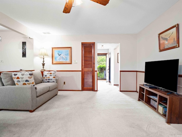 3723 Pebblewood Pl, Fort Wayne, IN 46804 - carpeted living room featuring ceiling fan and baseboards