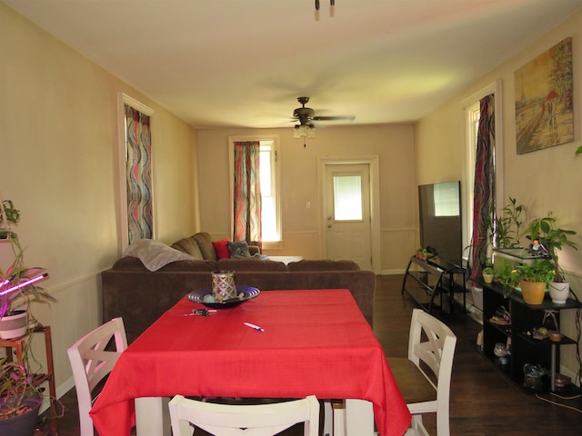 219 Fulton Ave, Rochester, IN 46975 - dining area with wood finished floors and a ceiling fan