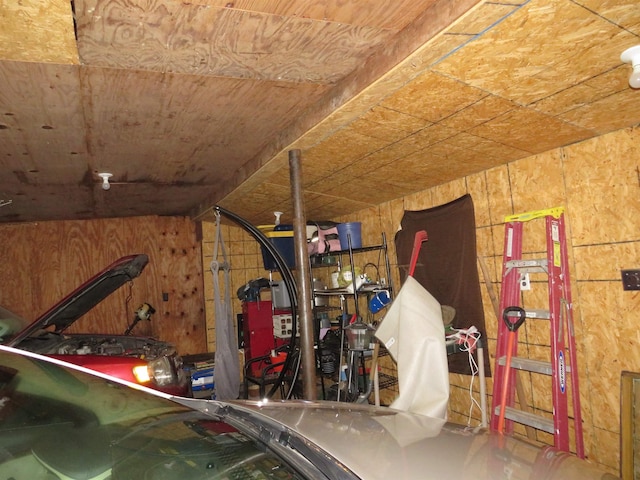 219 Fulton Ave, Rochester, IN 46975 - garage with wooden walls and wooden ceiling
