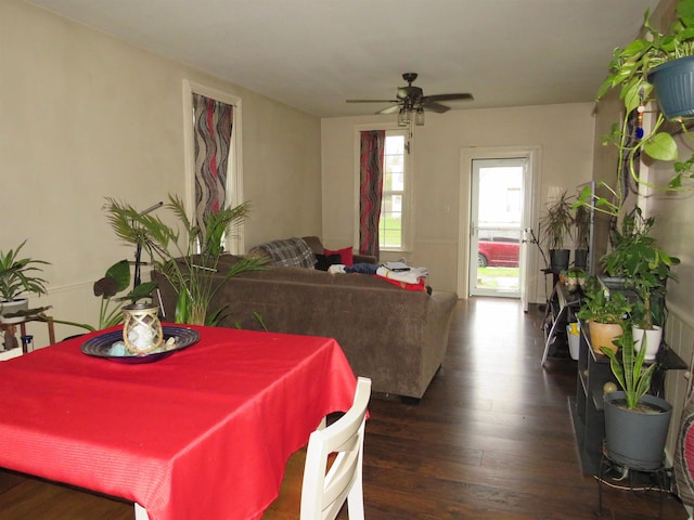 219 Fulton Ave, Rochester, IN 46975 - dining area featuring dark wood-style floors and a ceiling fan