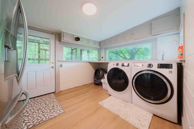 2220 N Huntington Rd, Marion, IN 46952 - laundry area with healthy amount of natural light, wood finished floors, and washing machine and dryer