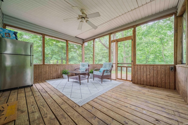 2220 N Huntington Rd, Marion, IN 46952 - sunroom / solarium featuring a ceiling fan and plenty of natural light