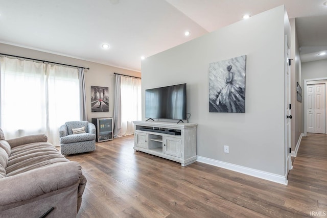 1423 W Westwind Ct, Bloomington, IN 47403 - living room featuring wood finished floors and recessed lighting