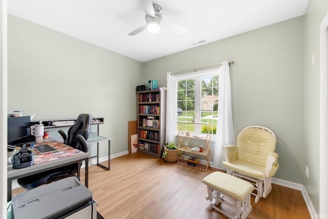 215 Mockingbird Ln, Warsaw, IN 46580 - office featuring ceiling fan and wood finished floors