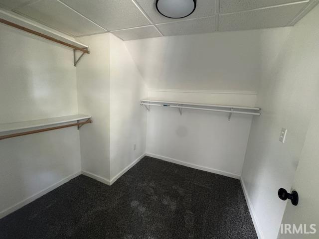 11748 W 450 N, Cromwell, IN 46732 - walk in closet featuring dark colored carpet and a drop ceiling