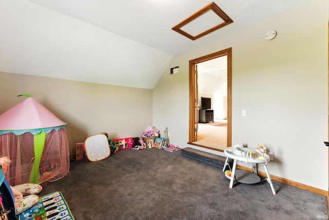 5595 N State Road 109, Columbia City, IN 46825 - recreation room with lofted ceiling and carpet flooring