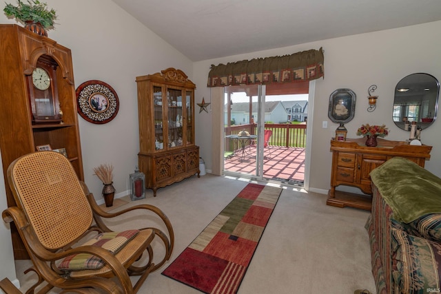 920 Cary Ct, South Bend, IN 46614 - living area featuring carpet flooring and vaulted ceiling
