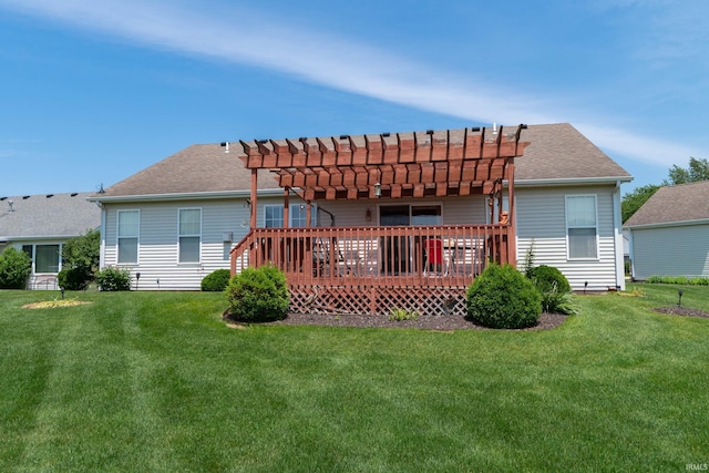 920 Cary Ct, South Bend, IN 46614 - rear view of property featuring a pergola, a deck, and a lawn