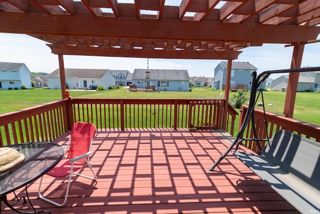 920 Cary Ct, South Bend, IN 46614 - wooden deck featuring a residential view, a pergola, and a yard