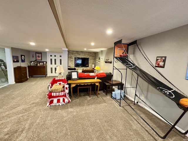 1321 Lost Lock Way, New Haven, IN 46774 - game room featuring carpet floors and recessed lighting