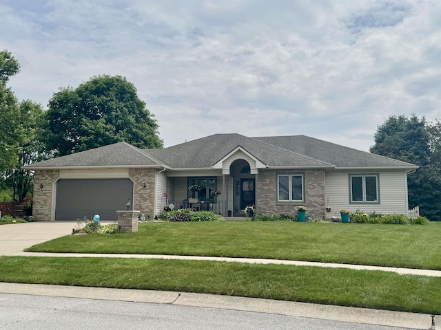 1321 Lost Lock Way, New Haven, IN 46774 - single story home with a garage, concrete driveway, a front lawn, brick siding, and covered porch