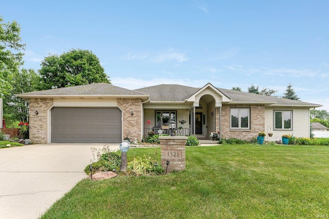 1321 Lost Lock Way, New Haven, IN 46774 - ranch-style house featuring brick siding, an attached garage, concrete driveway, and a front yard