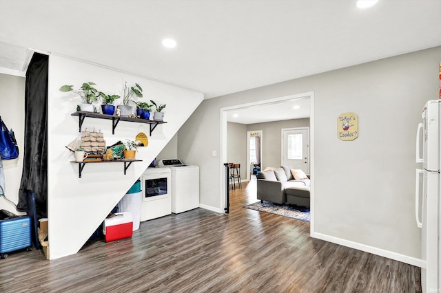 26 E Plum St, Anderson, IN 46012 - interior space with washer and dryer, dark wood-type flooring, and recessed lighting