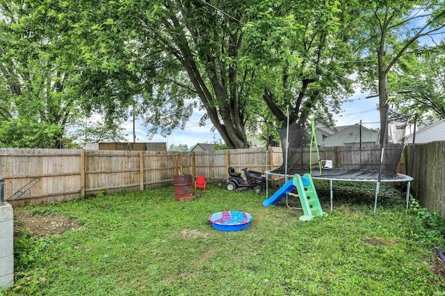 26 E Plum St, Anderson, IN 46012 - fenced backyard featuring a trampoline