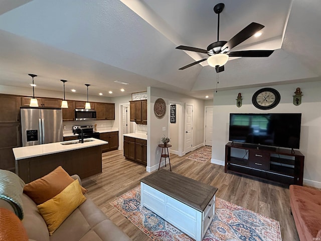 9 Beacon Way, Washington, IN 47501 - living area with recessed lighting, wood finished floors, and ceiling fan