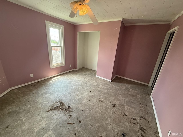 313 N Embree St, Princeton, IN 47670 - unfurnished bedroom with ornamental molding and ceiling fan