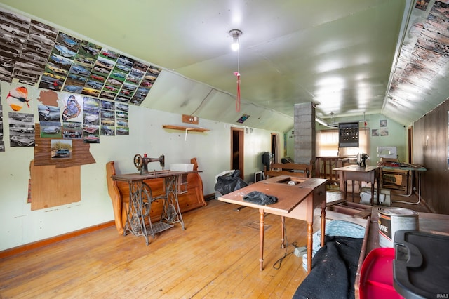 1614 E 24th St, Muncie, IN 47302 - dining room with hardwood / wood-style flooring and lofted ceiling